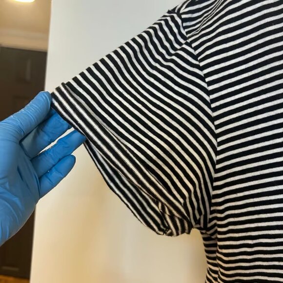 FRAME Sz L Stripped Cotton T Shirt Preppy Classic Minimalist Comfort Nautical - Picture 2 of 7